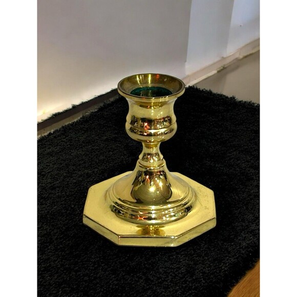 VINTAGE BALDWIN SOLID BRASS CANDLESTICK HOLDER SIGNED 3.75” - Picture 1 of 7